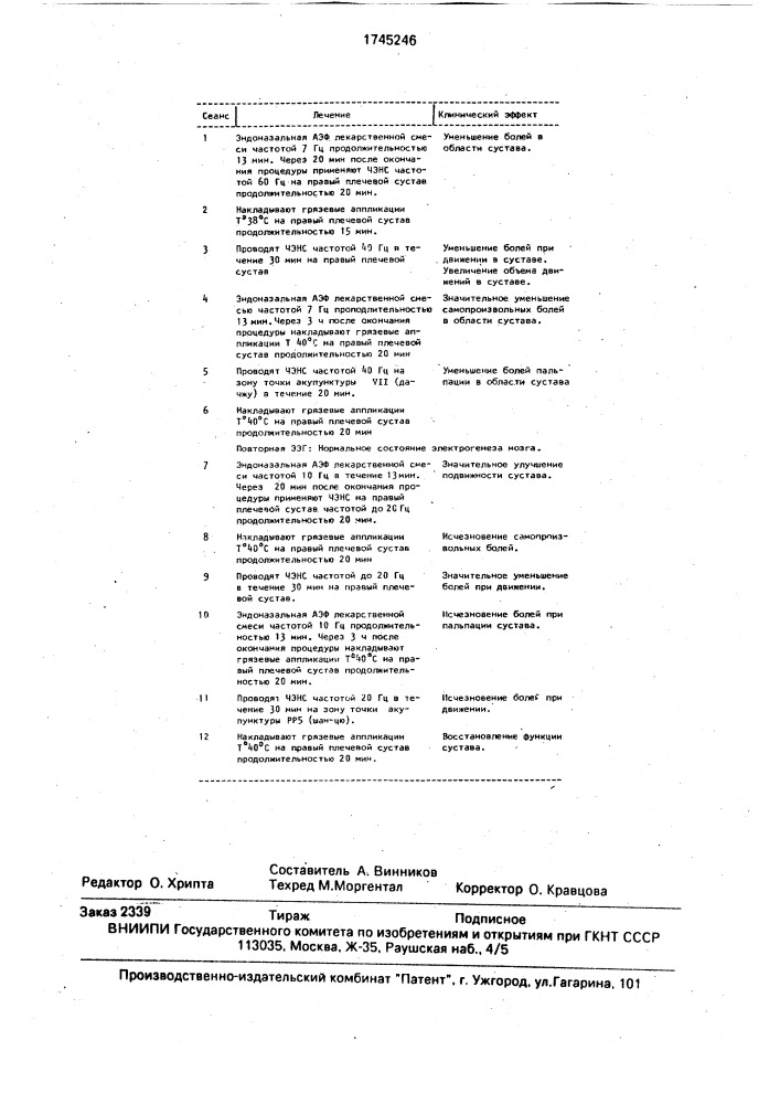 Способ лечения артрозов (патент 1745246)