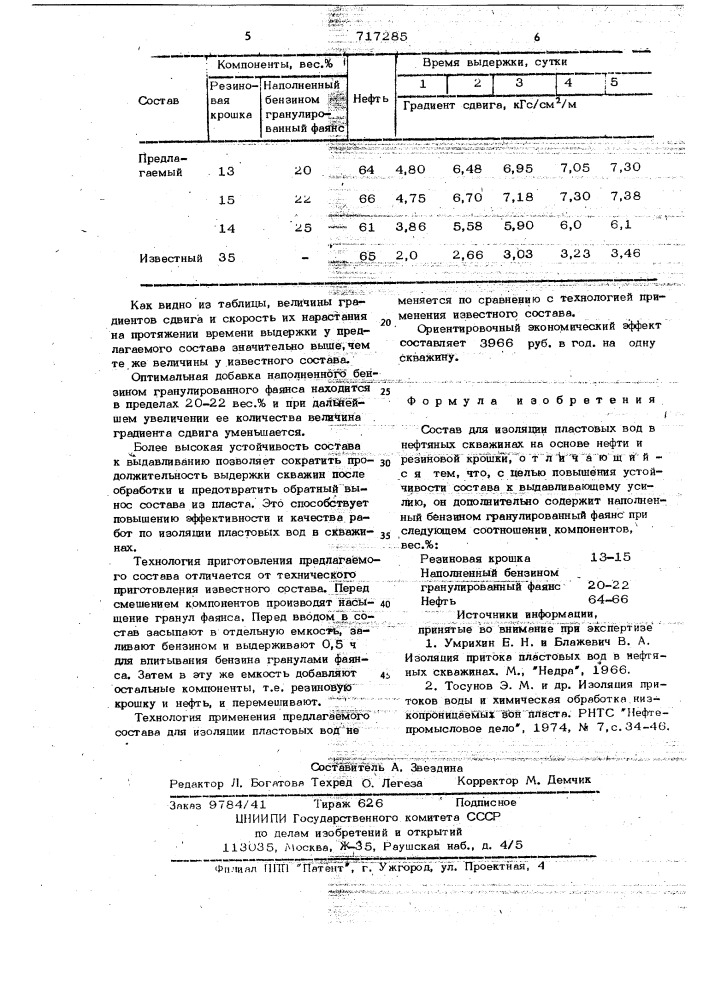 Состав для изоляции пластовых вод в нефтяных скважинах (патент 717285)