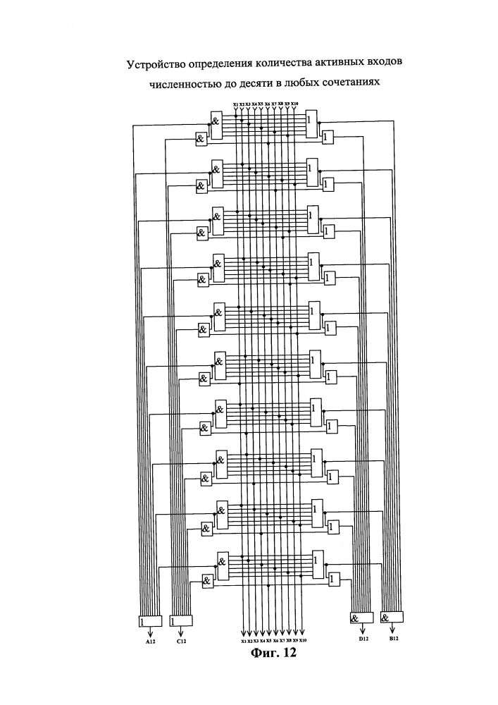Устройство определения количества активных входов в любых сочетаниях из десяти возможных (патент 2604347)