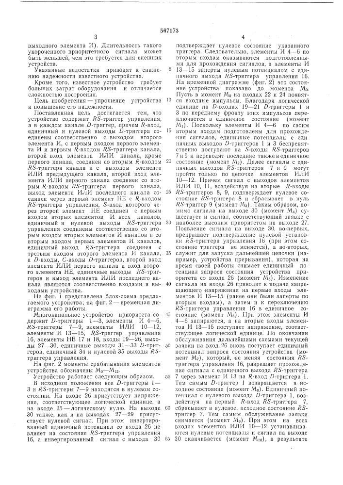 Многоканальное устройство приоритета (патент 567173)