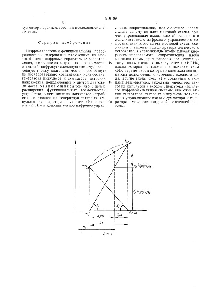 Цифро-аналоговый функциональный преобразователь (патент 516189)