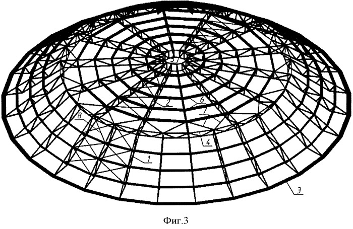 Конический ребристый купол покрытия вертикального цилиндрического резервуара (патент 2502850)