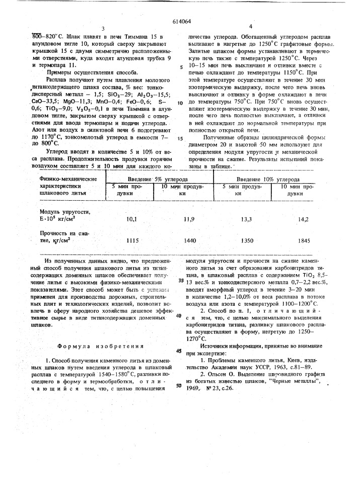 Способ получения каменного литья (патент 614064)