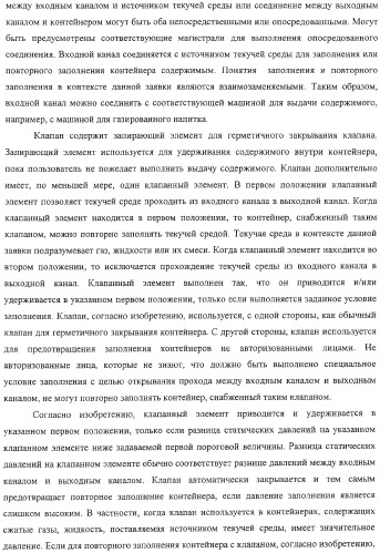 Клапан для закрывания контейнера, контейнер и система и способ заполнения контейнера (патент 2311586)