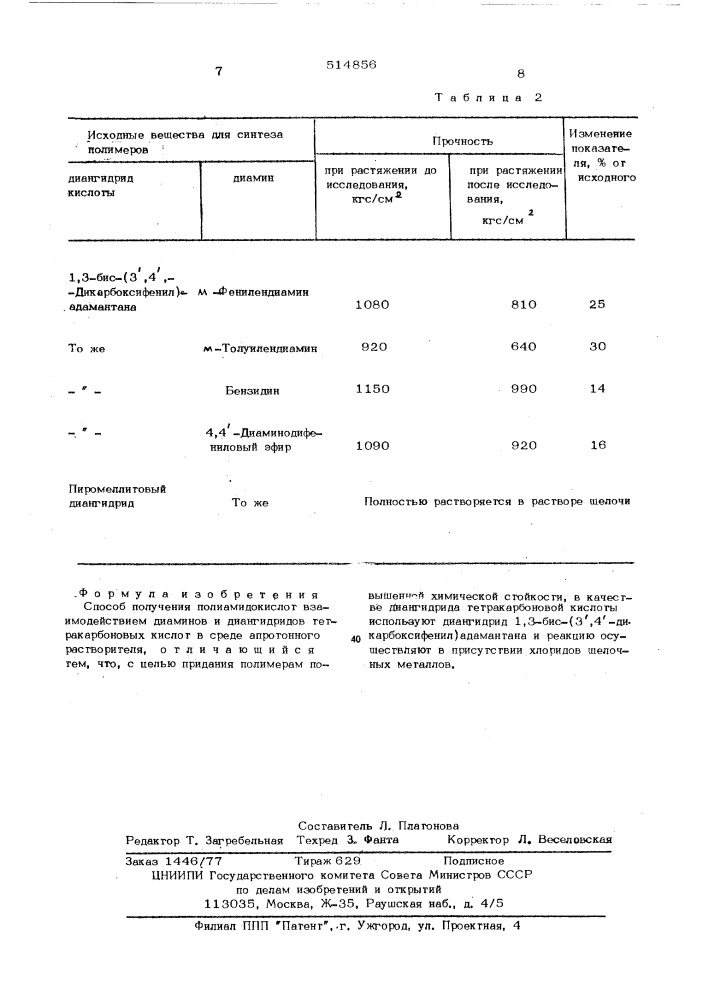 Способ получения полиамидокислот (патент 514856)