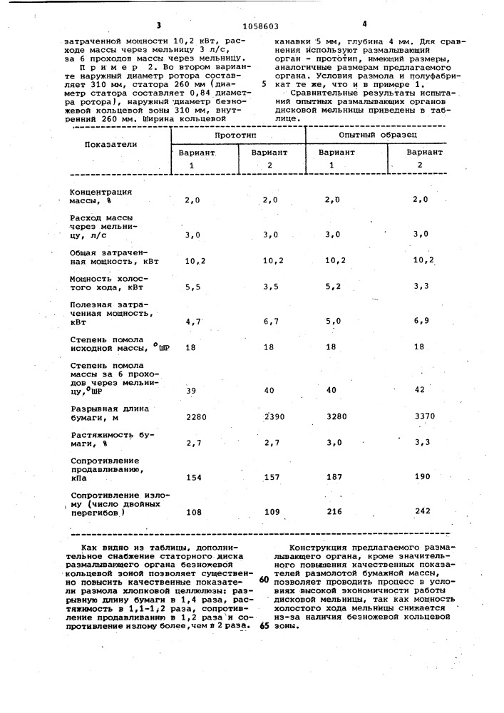 Размалывающий орган дисковой мельницы (патент 1058603)