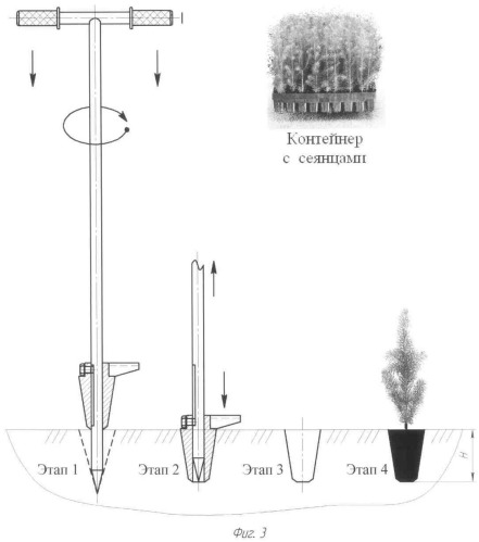 Устройство для посадки сеянцев, выращенных в контейнерах (патент 2384038)