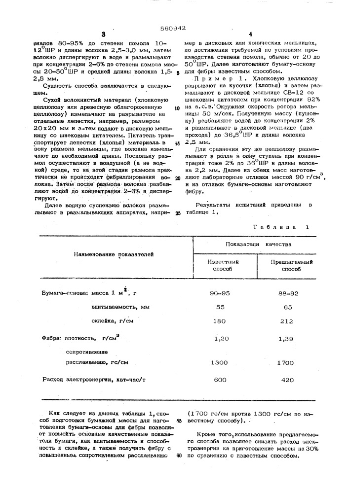 Способ подготовки бумажной массы для изготовления бумаги- основы для фибры (патент 560942)