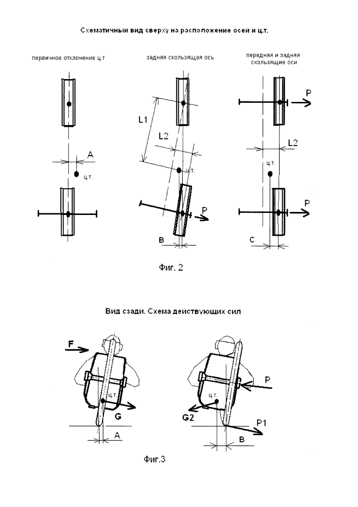 Способ поддержания равновесия двухколесного одноколейного транспортного средства путем управления положением центра тяжести с помощью скользящей оси (патент 2613984)