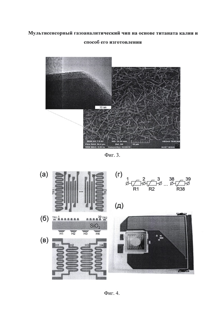 Мультисенсорный газоаналитический чип на основе титаната калия и способ его изготовления (патент 2625543)