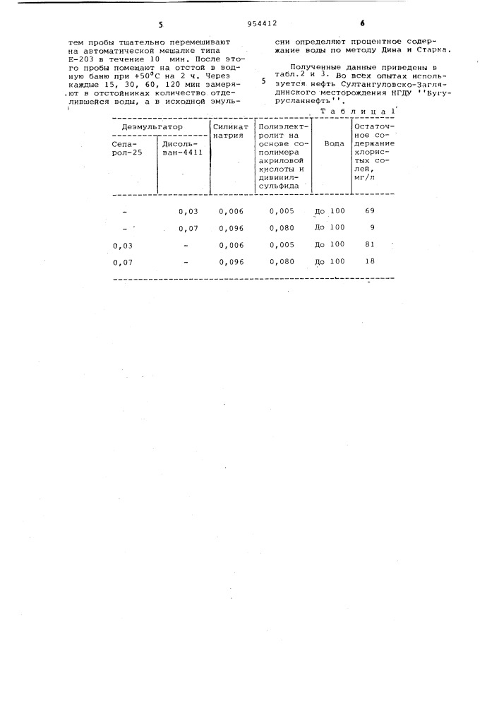 Состав для обезвоживания и обессоливания нефти (патент 954412)