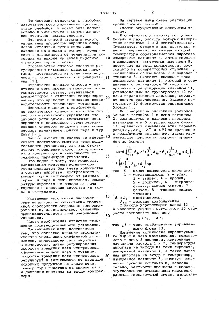 Способ автоматического управления олефиновой установкой (патент 1036737)