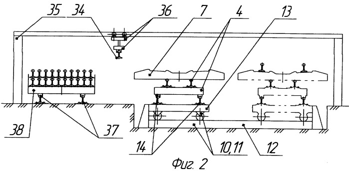 Поточная линия для сборки звеньев рельсошпальной решетки железнодорожного пути (патент 2304190)