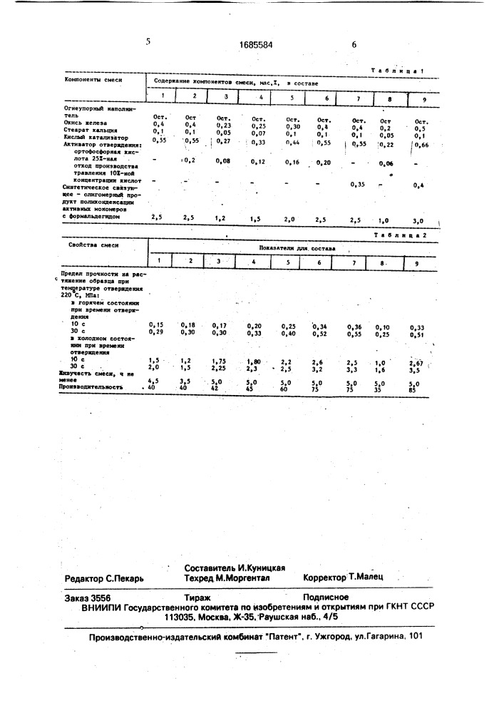 Способ изготовления смесей для литейных форм и стержней (патент 1685584)