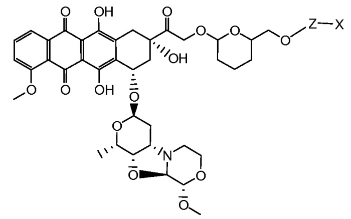 Конъюгаты производного антрациклина, способы их получения и их применение в качестве противоопухолевых соединений (патент 2523419)