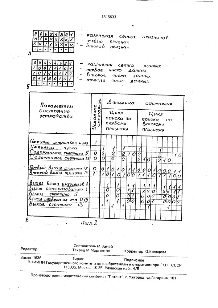Устройство для поиска данных (патент 1815633)
