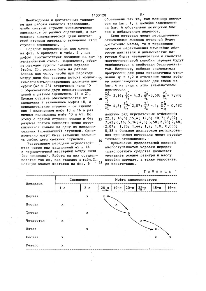 Соосная многоступенчатая коробка передач и.и.лифшица для транспортного средства (патент 1133128)