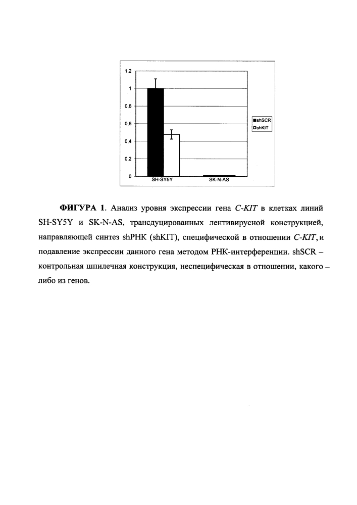 Подавление экспрессии гена c-kit в клетках нейробластом и лентивирусные конструкции, направляющие синтез shphk, специфичных в отношении данного гена (патент 2609107)