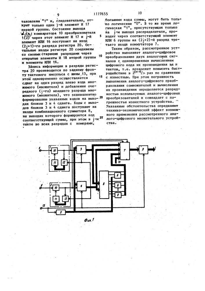 Аналого-цифровое множительное устройство (патент 1117655)