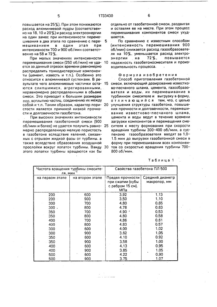 Способ приготовления газобетонной смеси (патент 1733430)