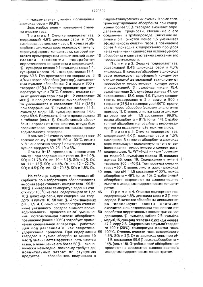 Способ очистки газов от диоксида серы (патент 1720692)