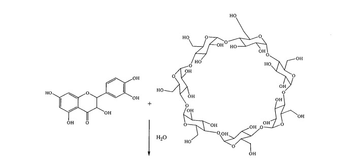 Водорастворимое комплексное соединение включения дигидрокверцетино- -циклодекстрин и способ его получения (патент 2396077)