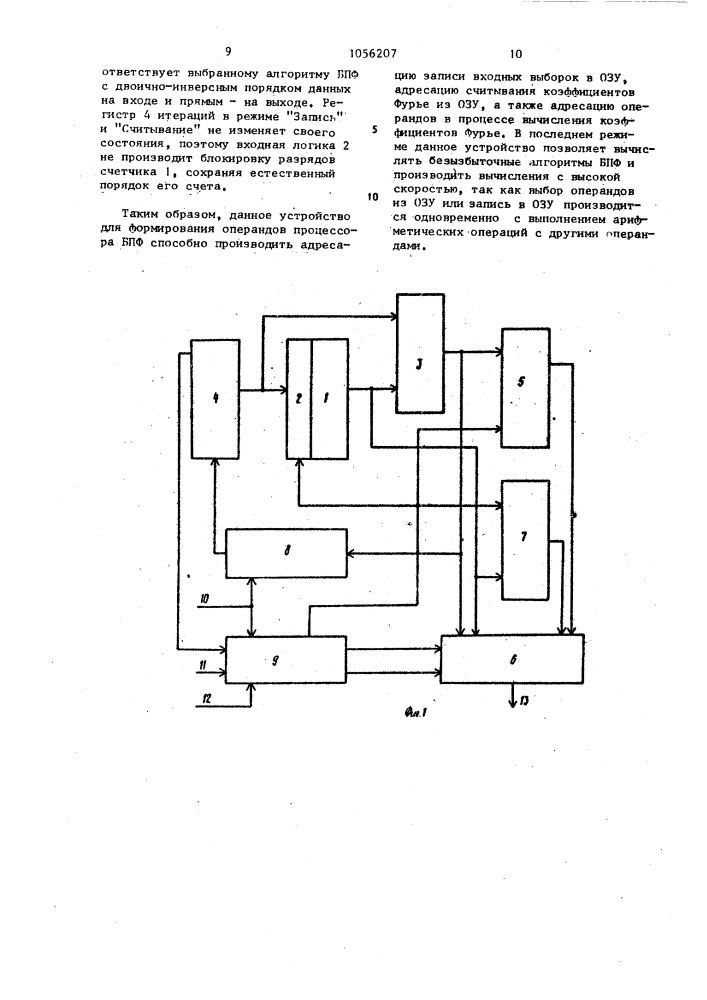 Устройство для формирования адресов операндов процессора быстрого преобразования фурье (патент 1056207)