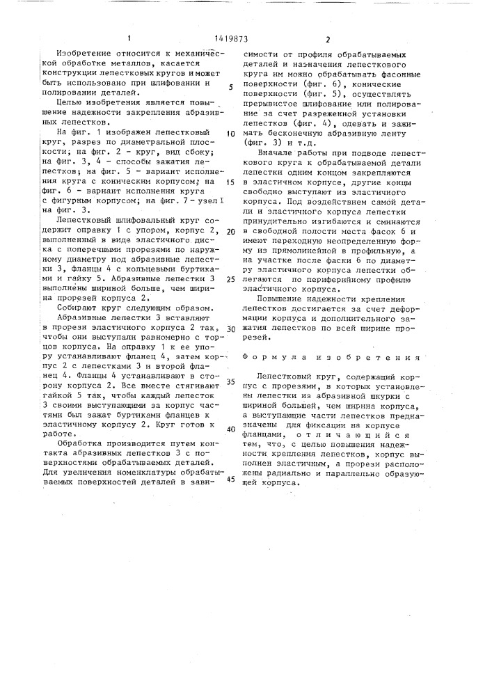 Лепестковый круг (патент 1419873)