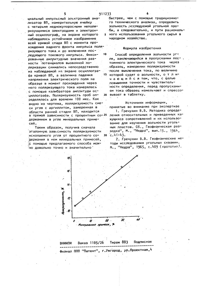 Способ определения зольности угля (патент 911233)