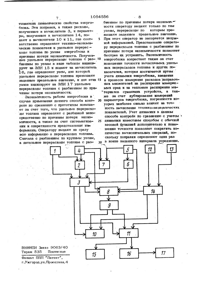 Способ контроля режимов работы энергоблока (патент 1054556)