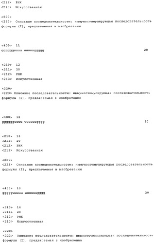 Нуклеиновая кислота формулы (i): glxmgn или (ii): glxmgn, предназначенная для применения прежде всего в качестве иммуностимулятора/адъюванта (патент 2487938)