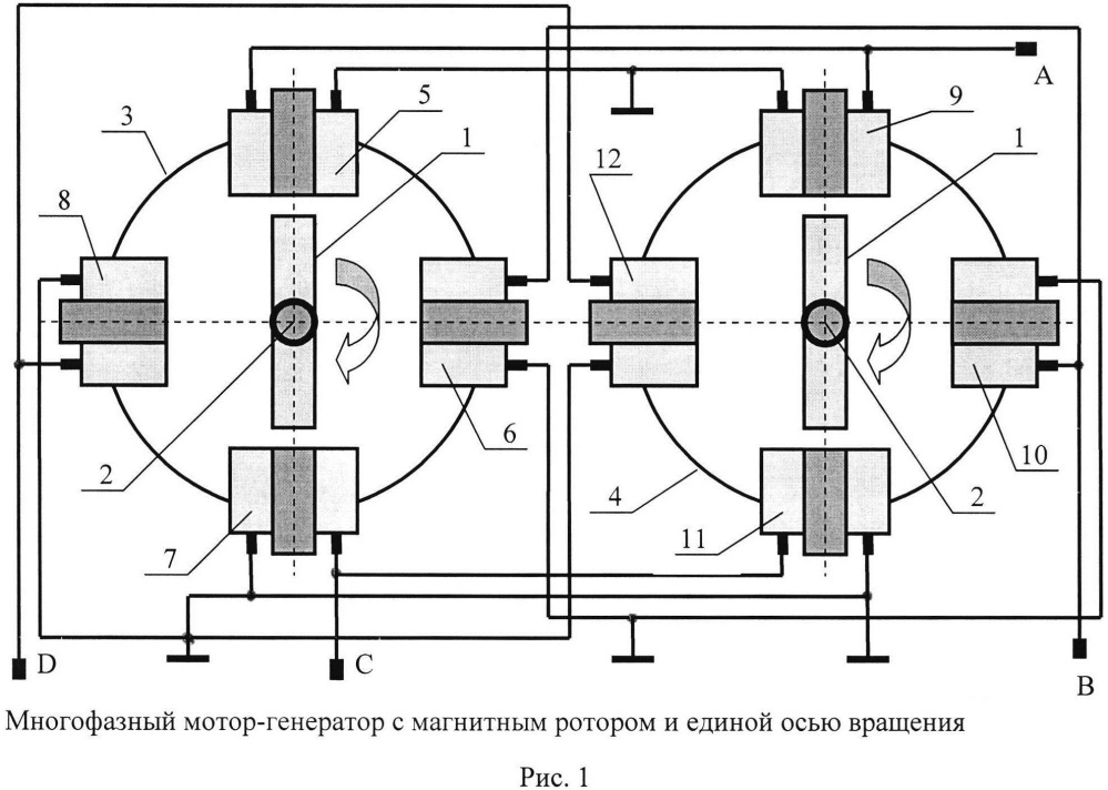 Многофазный мотор-генератор с магнитным ротором (патент 2609524)