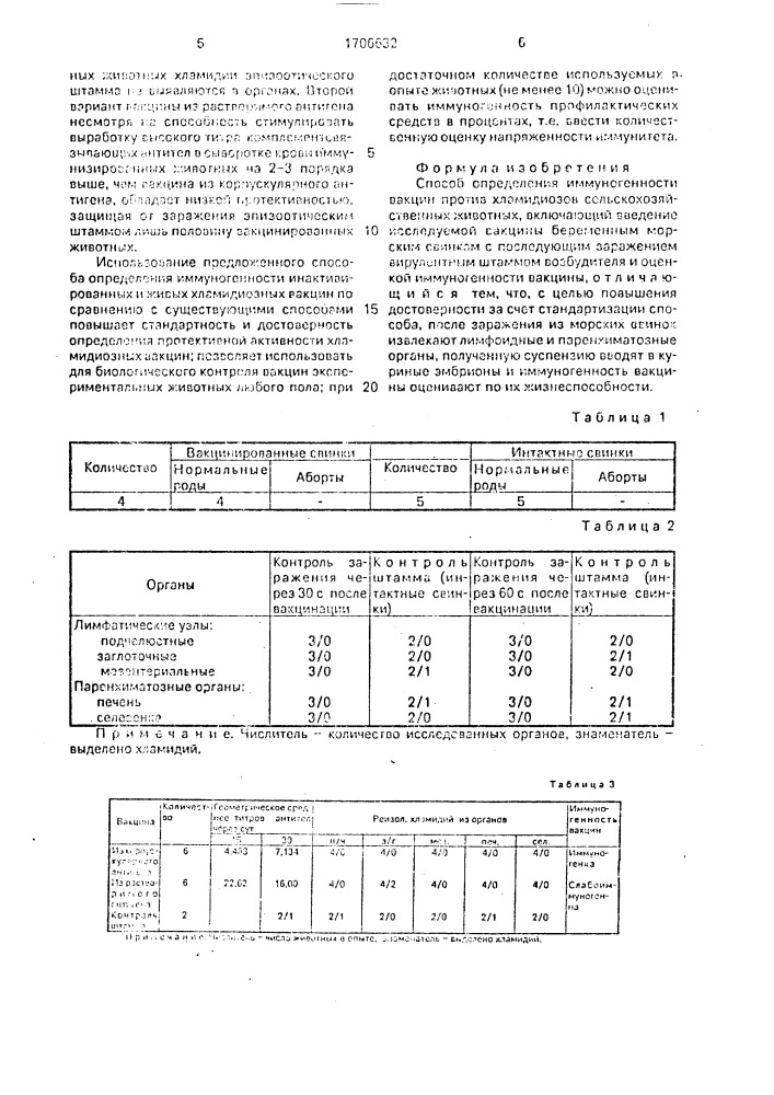 Способ определения иммуногенности вакцин против хламидиозов сельскохозяйственных животных (патент 1706632)