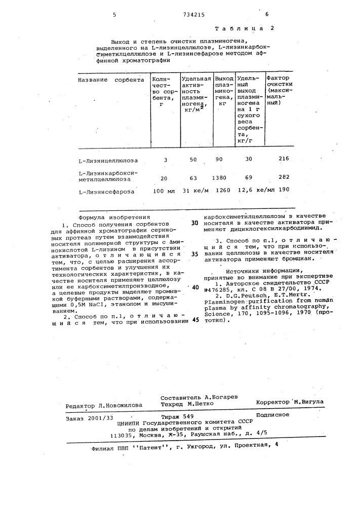 Способ получения сорбентов для аффинной хроматографии сериновых протеаз (патент 734215)