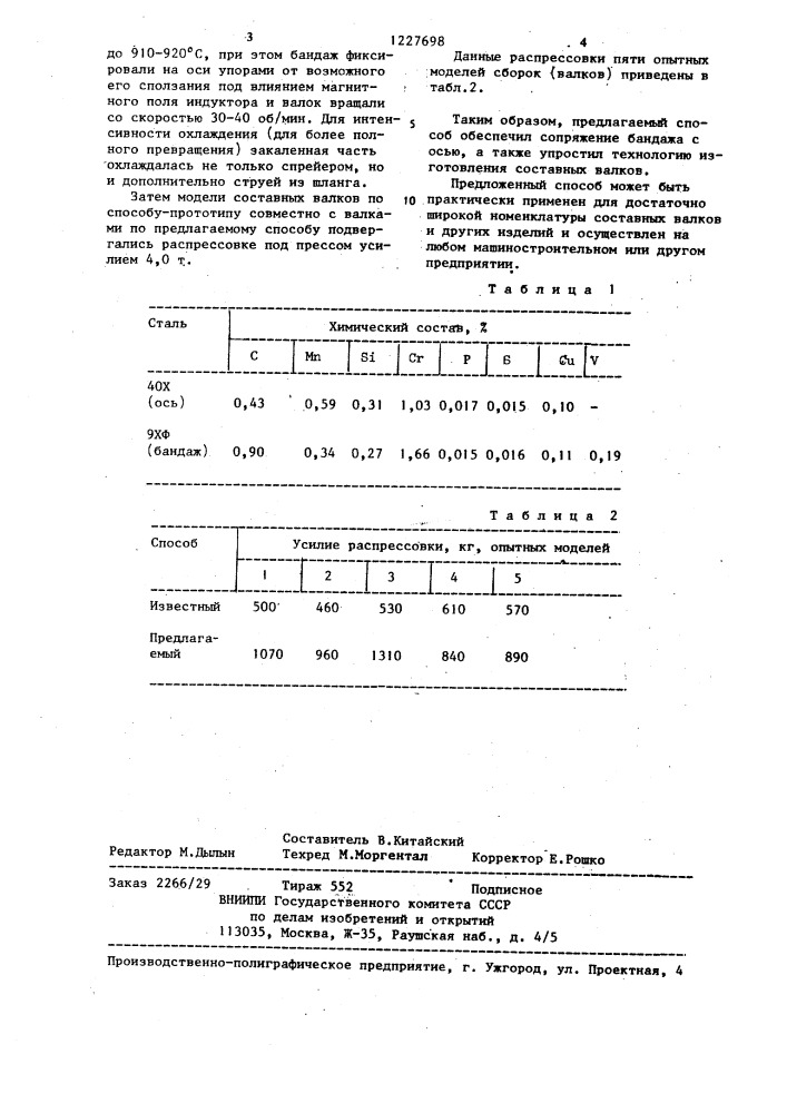 Способ изготовления бандажированных прокатных валков (патент 1227698)