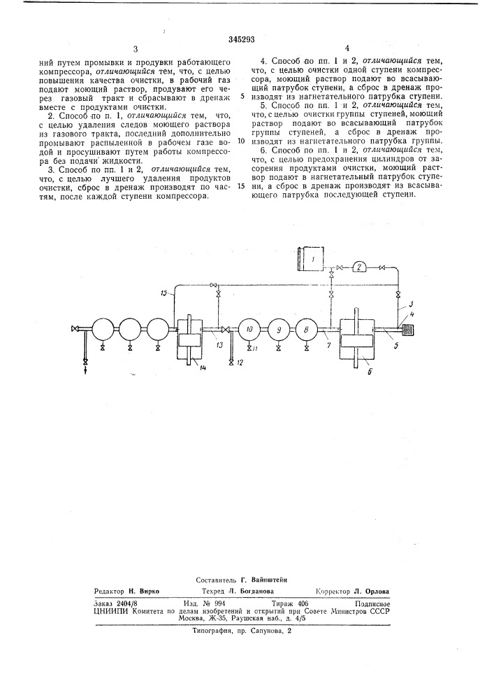 Способ очистки элементов газового тракта компрессора от нагаромасляных отложении (патент 345293)