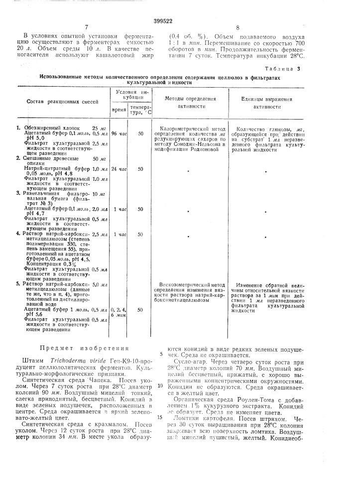 Штамм trichoderma vir1de ген-к9-10-продуцент целлюлолитических ферментов1 (патент 399522)