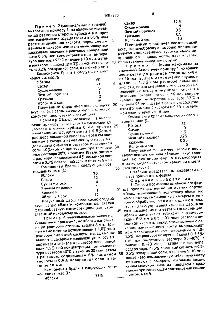 Способ производства яблочного фарша (патент 1658973)