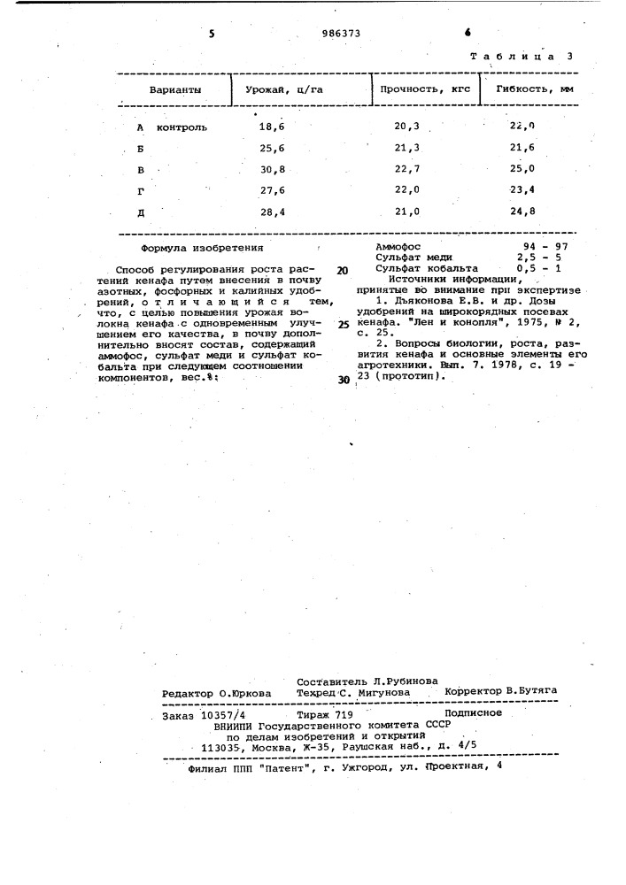 Способ регулирования роста растений кенафа (патент 986373)