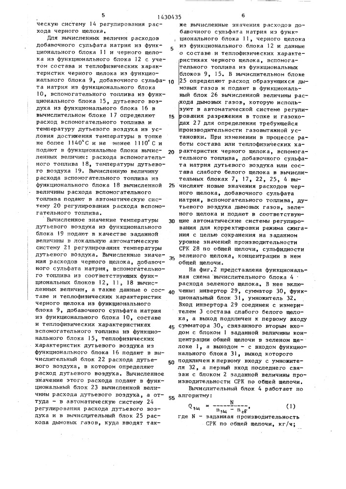 Способ управления процессом сжигания отработанного черного щелока сульфат-целлюлозного производства (патент 1430435)