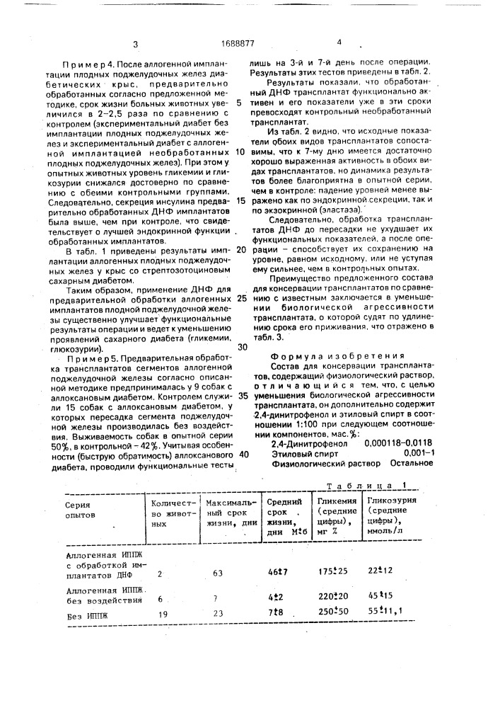 Состав для консервации трансплантатов (патент 1688877)