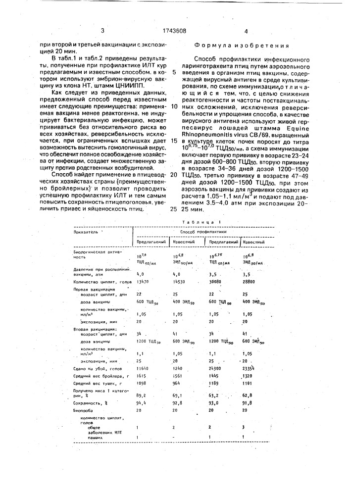 Способ профилактики инфекционного ларинготрахеита птиц (патент 1743608)