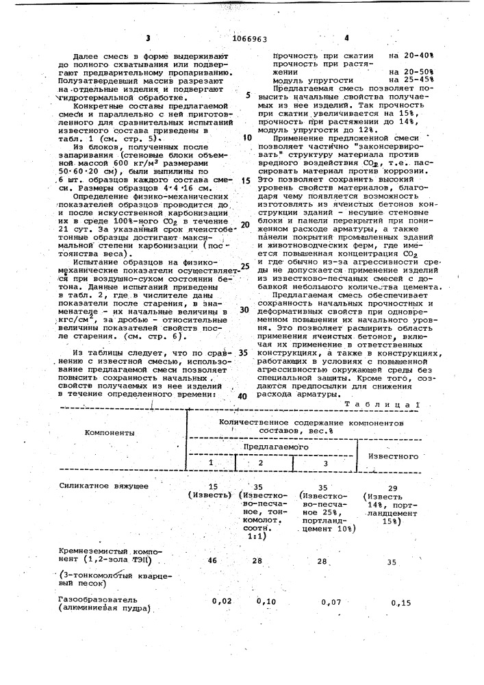 Сырьевая смесь для изготовления ячеистого бетона (патент 1066963)