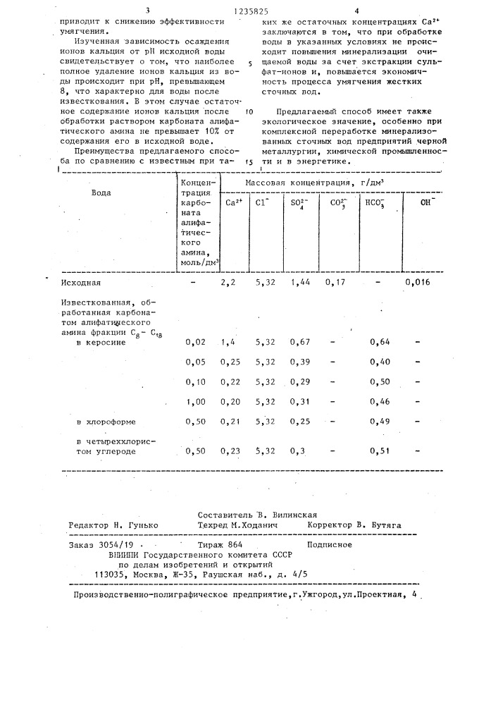 Способ умягчения воды (патент 1235825)