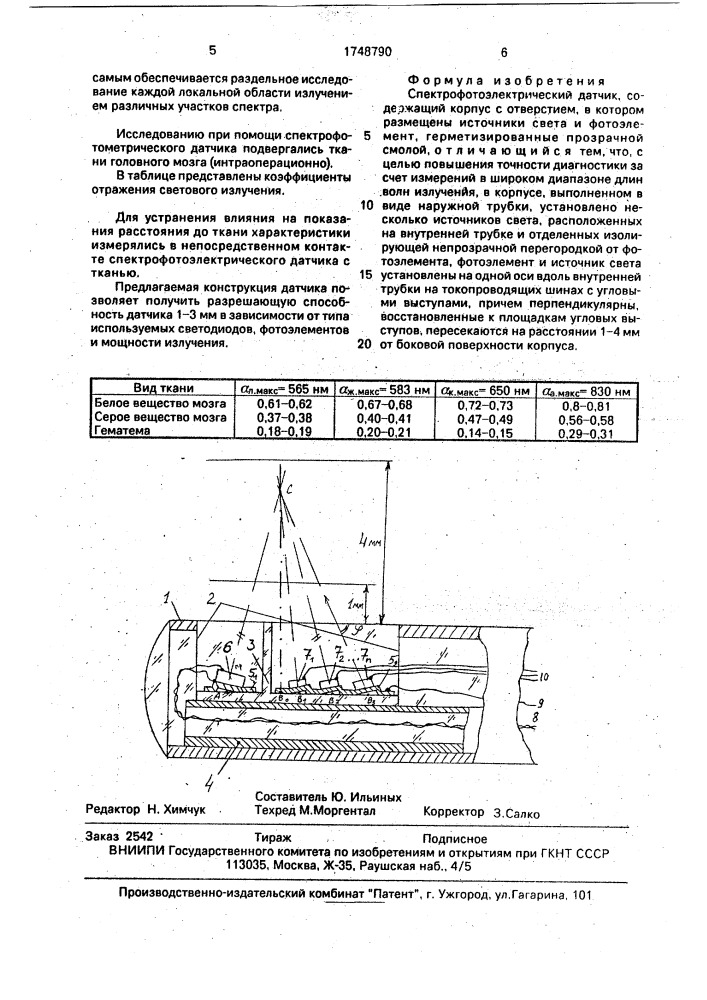 Спектрофотоэлектрический датчик (патент 1748790)