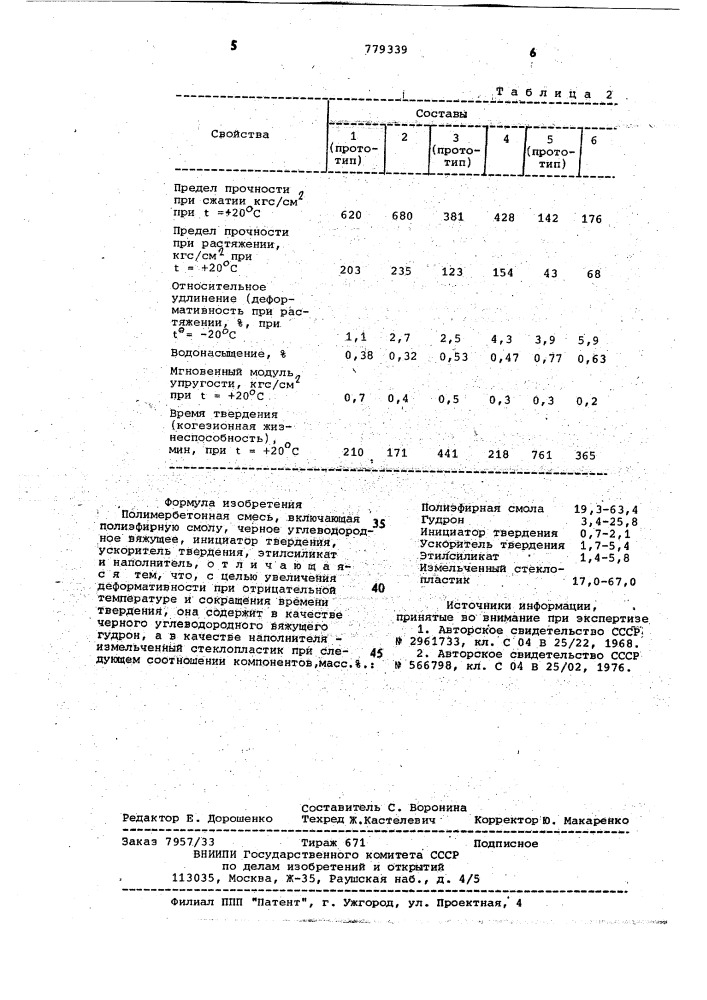 Полимербетонная смесь (патент 779339)