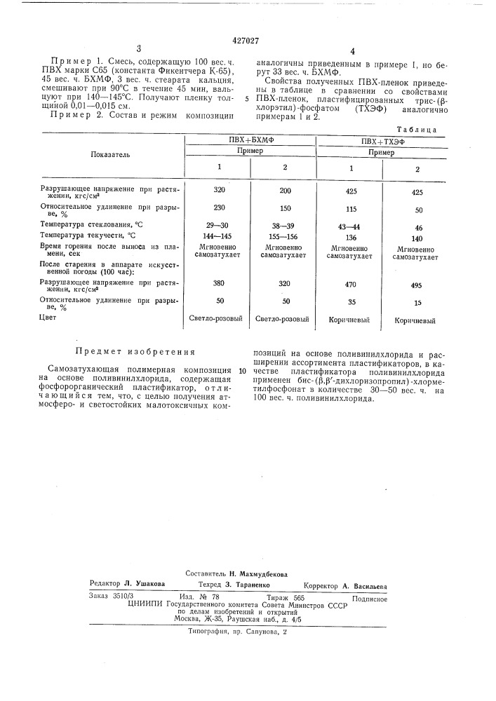 Патент ссср  427027 (патент 427027)