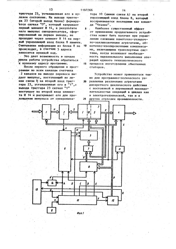 Устройство для программного управления намоточным оборудованием (патент 1160366)
