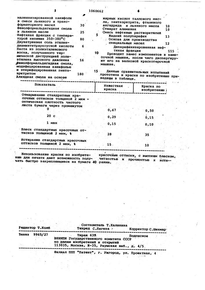 Краска для высокой или офсетной печати (патент 1060662)