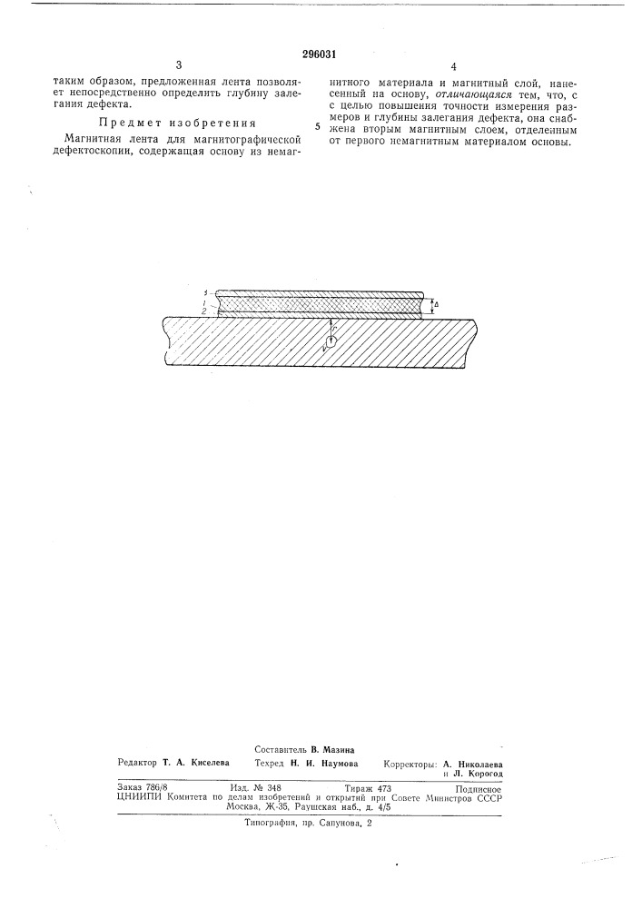 Магнитная лента для магнитографической дефектоскопии (патент 296031)